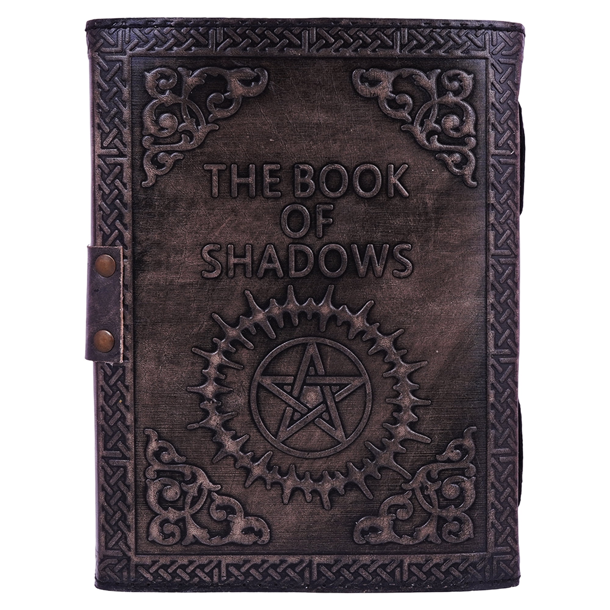 Book Of Shadows Embossed Leather Journal w/Metal Closure - 6"x8 Inch Handmade for Writing, Spells, Sketching, Ritual Notes & Spiritual Gifts Collection.