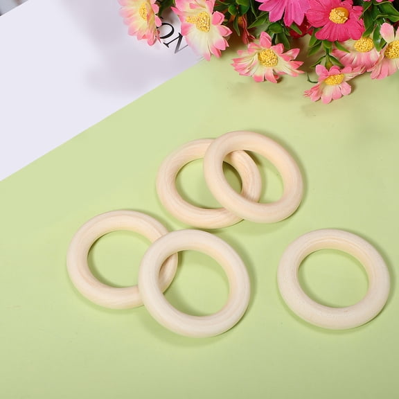 SEWOART 30 Pcs Khaki Wooden Unfinished Wood Crafts for Macrame, Craft Supplies and Handmade Projects