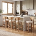 thumbnail image 4 of Guyou 25" Counter Height Bar Stools Set of 2, Modern Chenille Upholstered Round Counter Stools with Natural Woven Rope Back, Boho Barstools, Farmhouse Armless Bar Stools for Kitchen, Beige, 4 of 14