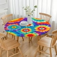 thumbnail image 3 of Colorful Rainbow Tie Dye Spiral Pattern Round Fitted Tablecloth with Elastic Edge,Dining Table Cover Waterproof,Outdoor Round Tablecloth for Camping,Dining,Indoor and Outdoor, 3 of 7