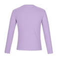 thumbnail image 5 of Girls Long Sleeve Shirts Solid Color Knit Slim Fit T Shirts Spring Layer Tops Tee, Purple, 7-8 Years, 5 of 6