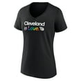 thumbnail image 2 of Women's Black Cleveland Guardians City Pride V-Neck T-Shirt, 2 of 3
