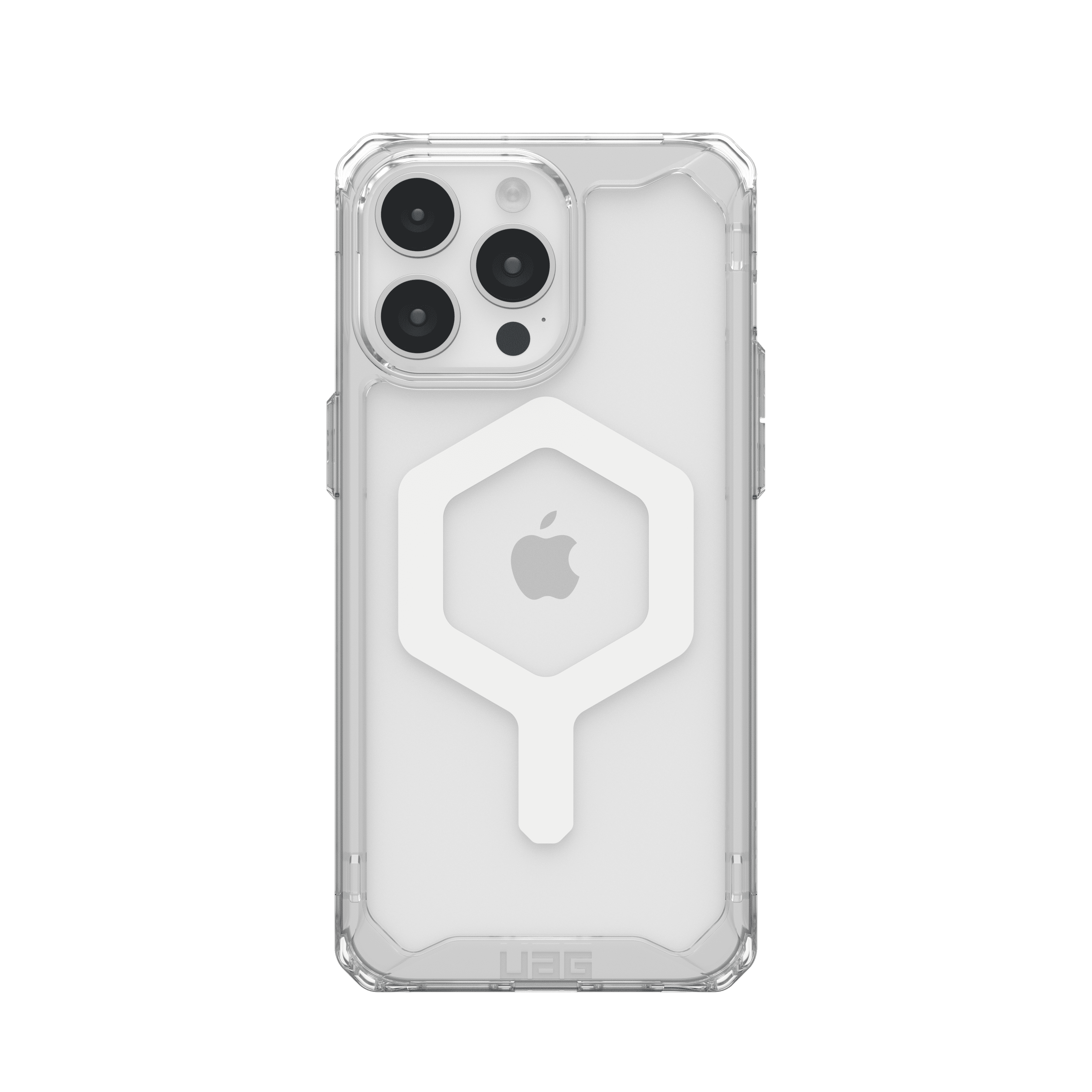 UAG iPhone 15 Pro Max Case 6.7" Plyo Ice/White Built-in Magnet Compatible with MagSafe Charging Rugged Anti-Yellowing Transparent Clear Protective Cover by URBAN ARMOR GEAR