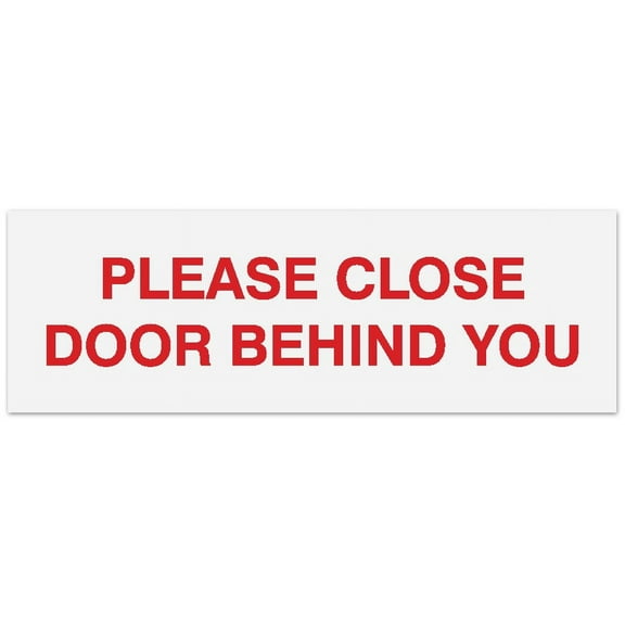 Signs ByLITA Basic Please Close Door Behind You Sign - Laser-Engraved Lettering | Durable ABS Plastic | Vibrant Colors | Powerful Foam Tape (White/Red) - Large