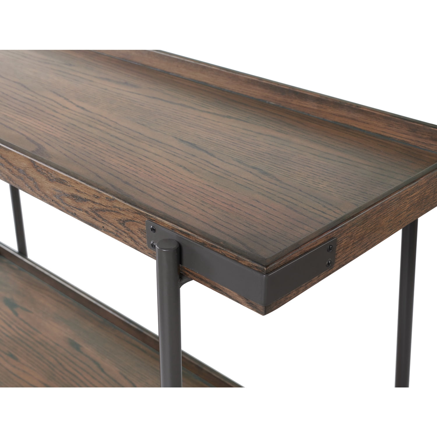Alaterre Furniture Kyra 42"L Oak and Metal Coffee Table with Shelf, Brown