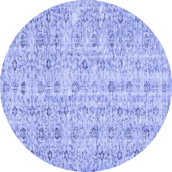 Ahgly Company Machine Washable Indoor Round Abstract Blue Contemporary Area Rugs, 5' Round