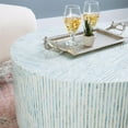 thumbnail image 3 of Linon Kane Round Modern Mosaic Inlay Coffee Table in Blue & Gray Mother of Pearl, 3 of 6