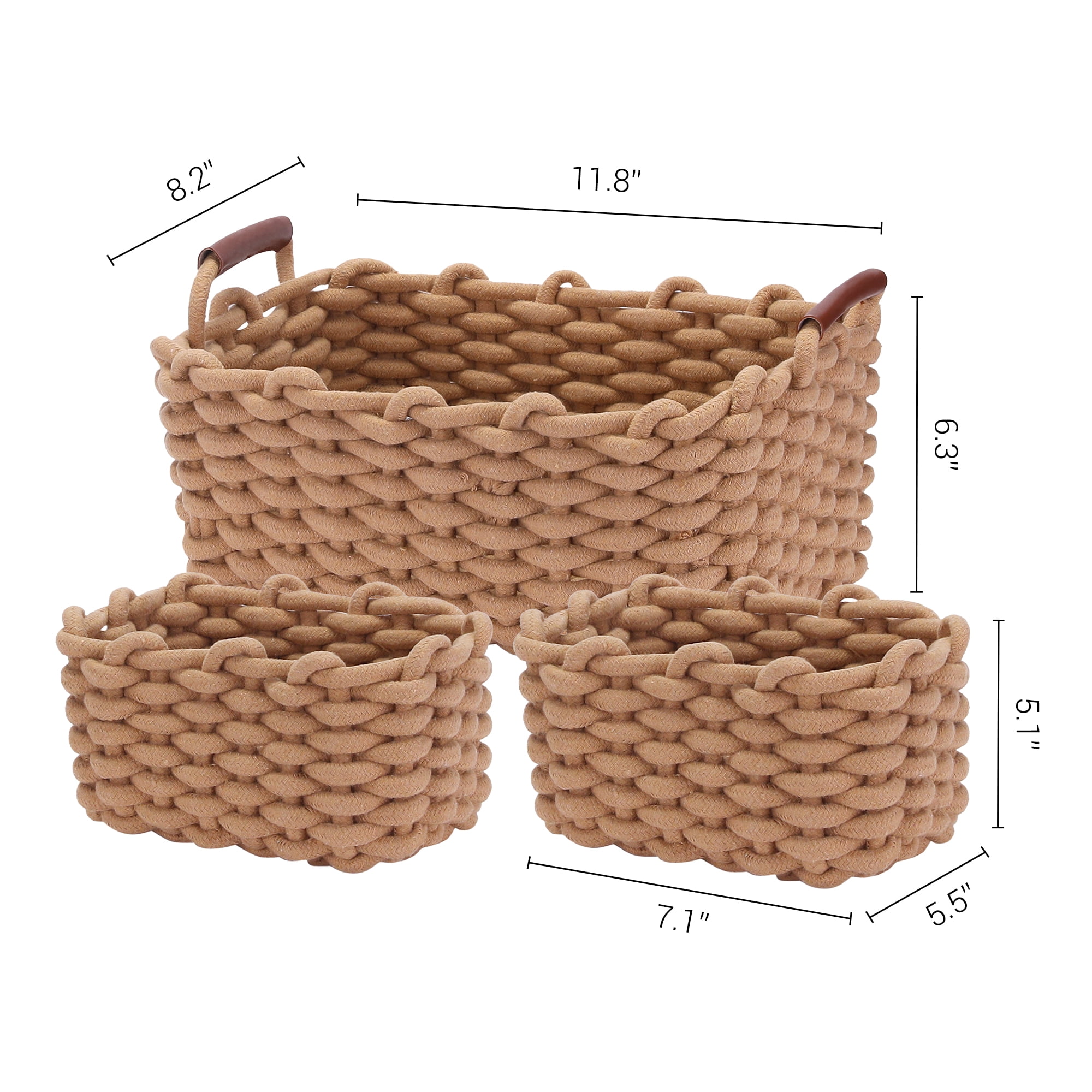 Unique Bargains Woven Storage Basket Shelf Storage Bin with Handle for Key Tray Bowl Brown