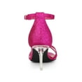 thumbnail image 2 of BLISSFUL STEP Women's Glitter Ankle Straps Stiletto Clear Heels Sandals Hot Pink 8, 2 of 7