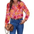 thumbnail image 3 of Fantaslook Womens Button Down Shirts Boho Floral Printed Long Sleeve Blouses Business Work Shirt Dressy Casual Loose Tops, 3 of 10