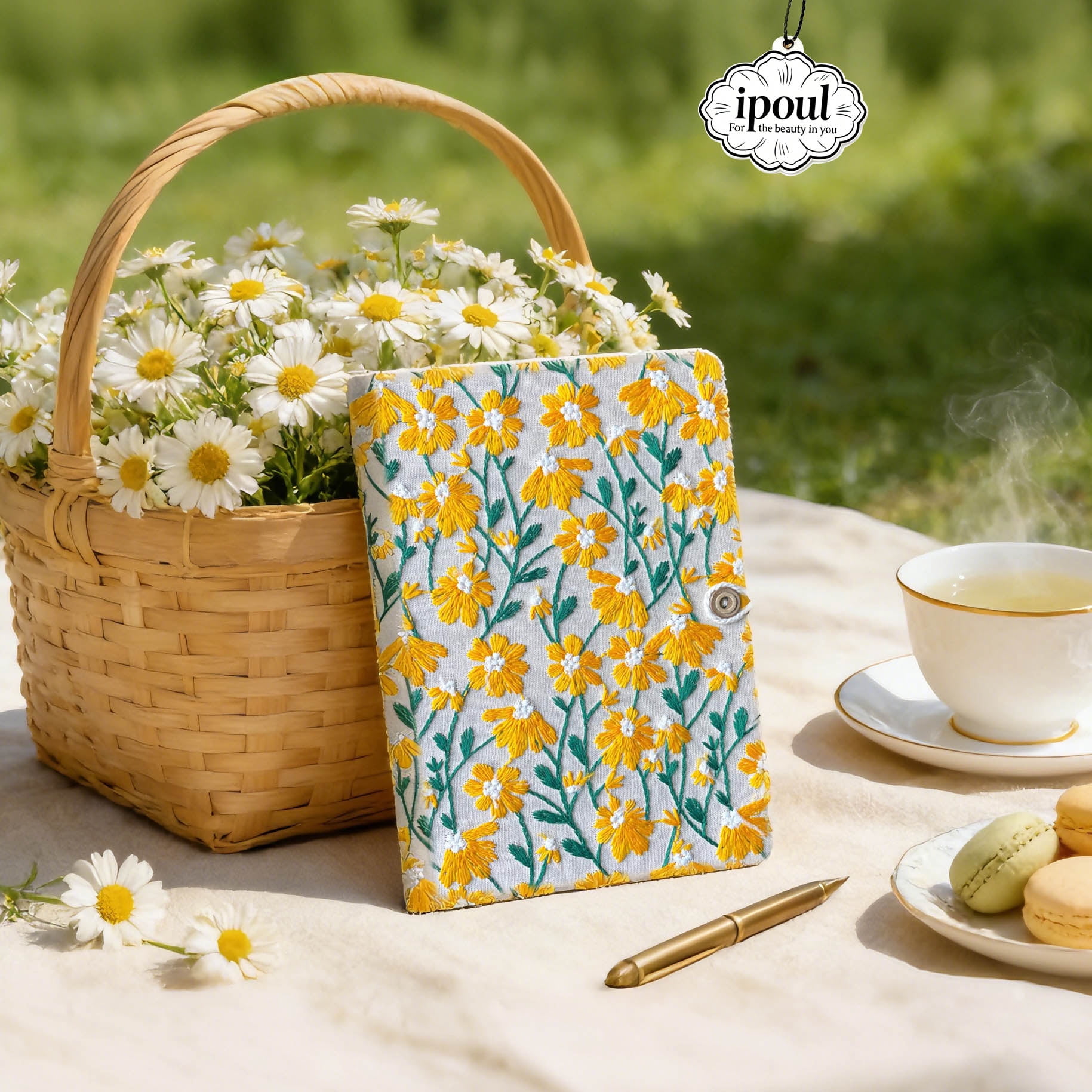 ipoul Daisy Gift, Flower Journal, Beautiful Journals for Women, Notebook 8"x6", Hardcover, Lay Flat, A5 Sketchbook, Yellow Daisy