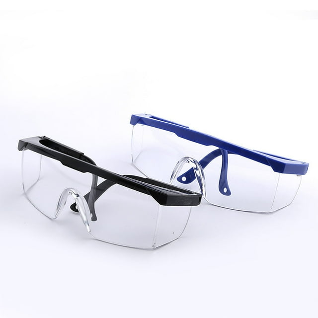 Jinsinto 2 Pack Safety Glasses Anti Fog Shatter Resistant, Wide Frame Eyecup Goggles Scratch Resistant Best Eye Protection Shield Black Frame Vision Safety Goggles Extended Over Glasses