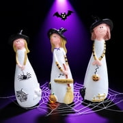 Witch Statues Halloween Decorations, Cute Party and Home Decor and Fall Decor, Classic Witches Hats, Cat, Ghost, Crow, and Pumpkins Halloween Room Decor, Ceramic Figurines