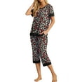 thumbnail image 4 of Cueply Womens Pajamas Sets Short Sleeve Sleepwear Top Capri Pants Casual Lounge Sets with Pockets, 4 of 5