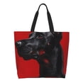 thumbnail image 1 of Easygdp Black Dog Red Background Bolsas Tote para Mujer, Bolsos de Hombro para Viaje, Bolsos de Mano de Gran Capacidad para Compras y Trabajo, 1 of 8