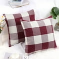 thumbnail image 4 of PiccoCasa 2Pcs Buffalo Check Plaid Throw Pillowcases Cotton Linen Cushion Covers Red White 18"x18", 4 of 8