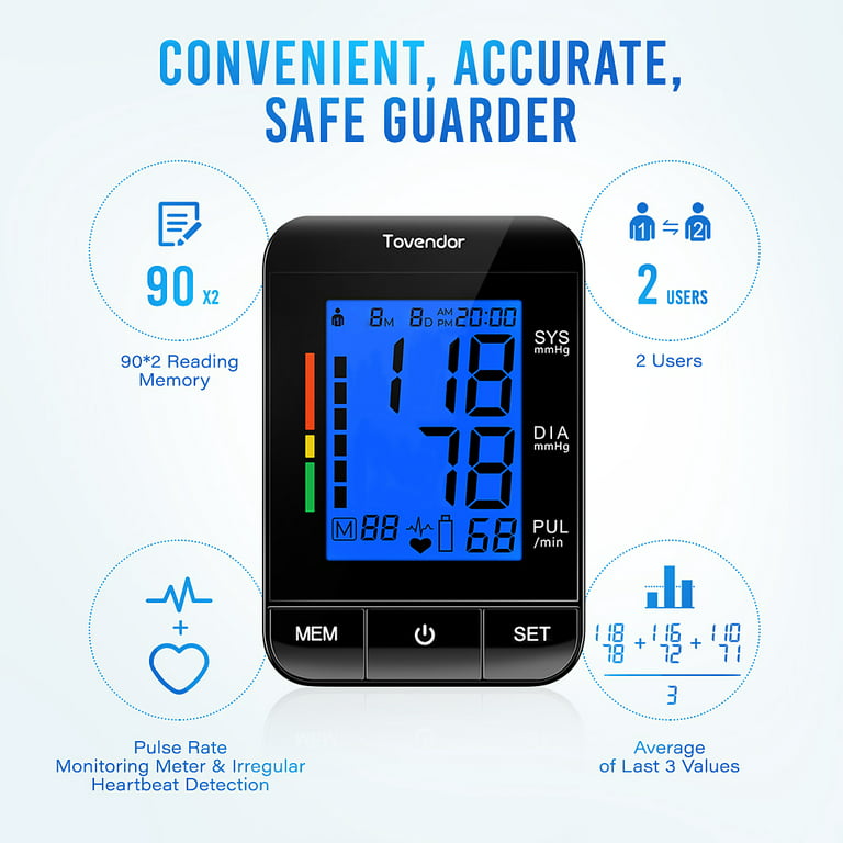  Customer reviews: ALPHAGOMED Accurate Blood Pressure Monitor  for Upper arm Adjustable BP Cuff for Home Use Automatic Upper Arm Digital  Machine 180 Sets Memory Includes Batteries and Carrying Case