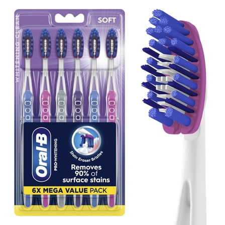 Oral-B Toothbrush Pro Whitening, Soft, 6 Count