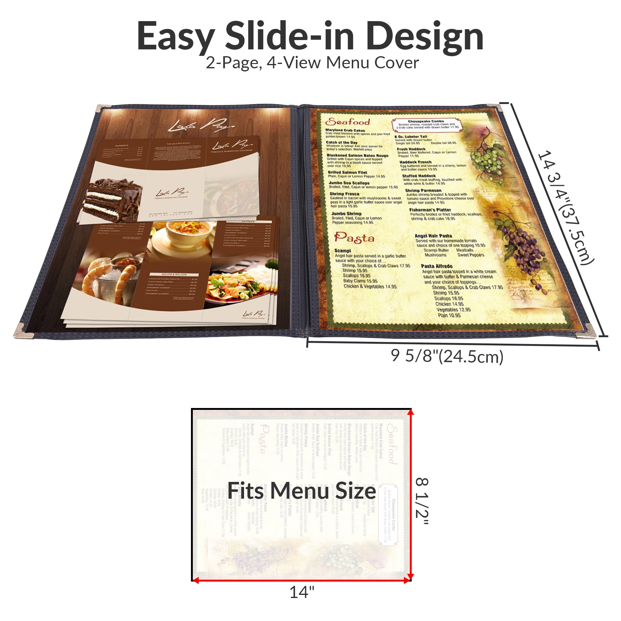 10 Menu Covers 4-View Plastic Food Service Restaurant Green Binding 8.5 x 11 