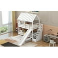 thumbnail image 5 of Newest Twin Over Twin House Bunk Bed Solid Pine Wood for Bedroom with Trundle, Slide and Storage Staircase, White, 5 of 13