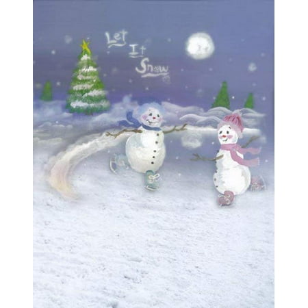 Image of ABPHOTO Polyester Cartoon Winter Snowman Tree Photography Backdrops Photo Props Studio Background 5x7ft