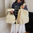 thumbnail image 4 of EDFRWWS 3Pcs Nylon Polka Dot Bow Backpack with Lunch Box And Pencil Case Students Bookbags Sets Large Capacity (Yellow), 4 of 10