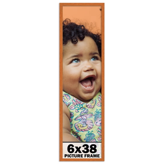 6x38 Frame Honey Pecan Brown Picture Frame - Modern Photo Frame Includes UV Acrylic Shatter Guard