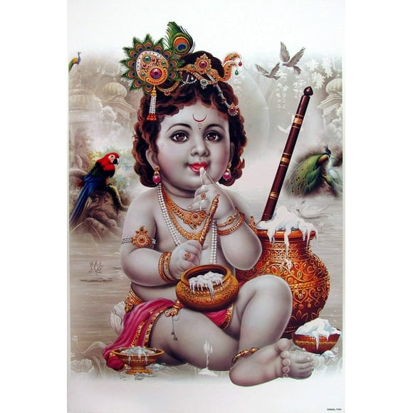 PHFZJYOU par Zolto Lord Shree Bébé Krishna Affiche Peinture Sans Cadre Toile Affiches Murales Art Image Impression Moderne Maison Famille Chambre Bureau Déco 20x30 Pouces