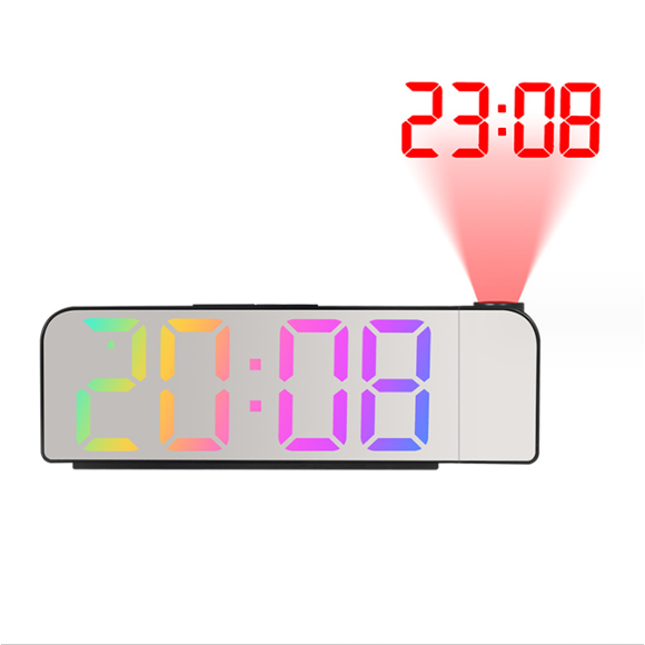 Projection Alarm Clock for Bedroom Ceiling, Led Digital Alarm Clock with 180 ° Rotatable Projector with USB Charging and Memory Battery, Adjustable Snooze, 12/24h, 3-Level Dimmer