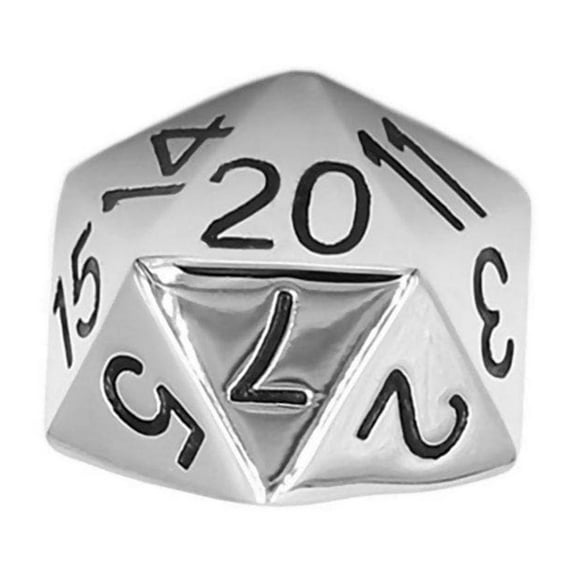 D20 Ring Large Stainless Steel RPG Icosahedron Dice Band DD