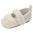 thumbnail image 1 of TIEVOSA Summer Children Shoes Girls Sports Flat Bottom Round Toe Lightweight Solid Color Embroidered Upper Solid Color Beige Simple Style 0-6 Months(Beige), 1 of 9