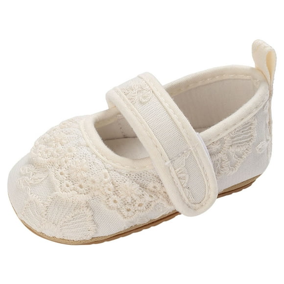 Splozh Toddler Walking Shoes Fall Children Toddler Shoes Girls Sports Flat Bottom Round Toe Lightweight Solid Color Embroidered Upper Simple Style ,12-18 Months