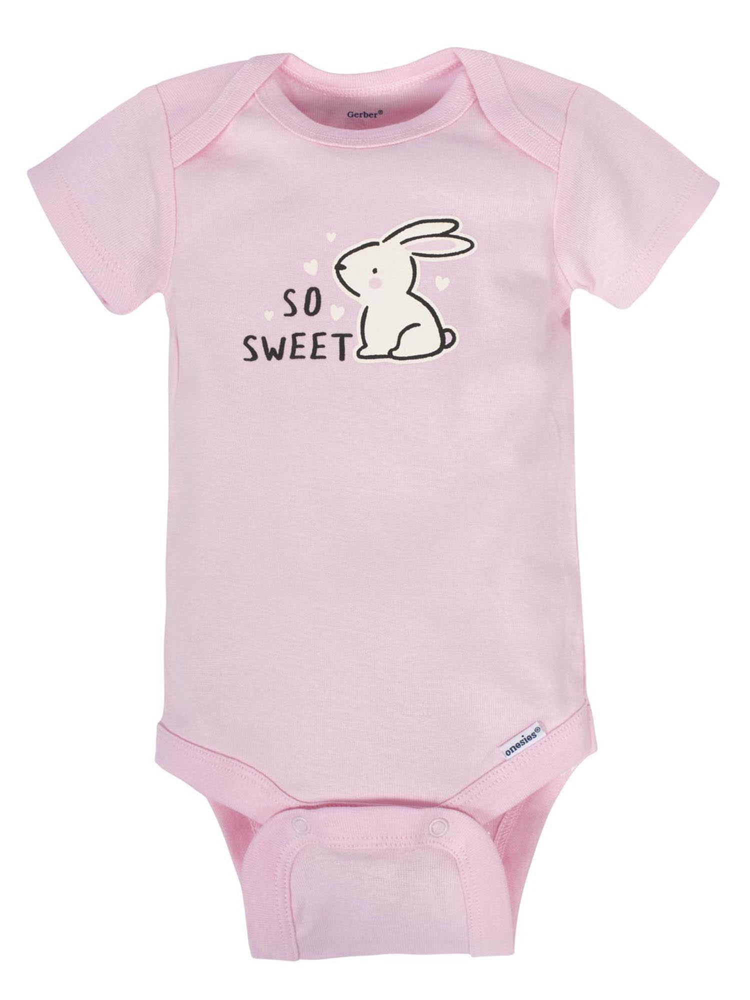 Gerber Baby Girl Short Sleeves Onesies Bodysuits, 8-Pack