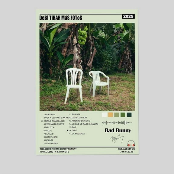 Bad Bunny Poster Latin Music Poster Art Decor Painting Aesthetic Wall Art Canvas for Bedroom Decor Size 24''x36'' - Kiloa