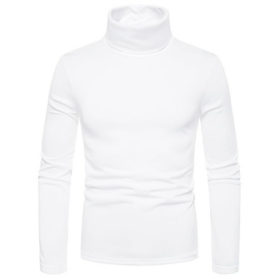 Jalioing Men's Mock Neck Basic Shirts Fall Winter Long Sleeve Slim Undershirts Solid Color Casual T Shirts
