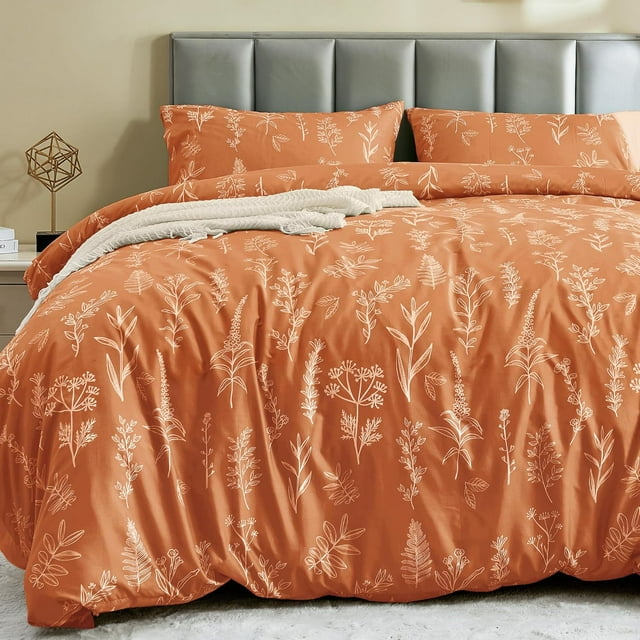 Duvet Cover Queen Size Reversible Floral Duvet Cover Set with Zipper Closure Pieces Botanical Patterns Soft Microfiber Bedding Set (&#;x Pillow Cases &#;×&#