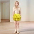 thumbnail image 2 of Wuxian Girls Short Tutu Skirt Tiered Sparkly Sequins Skirts Elastic Waist Mesh Princess Carnival Fashion Dancewear,Gold,2-8Years, 2 of 4