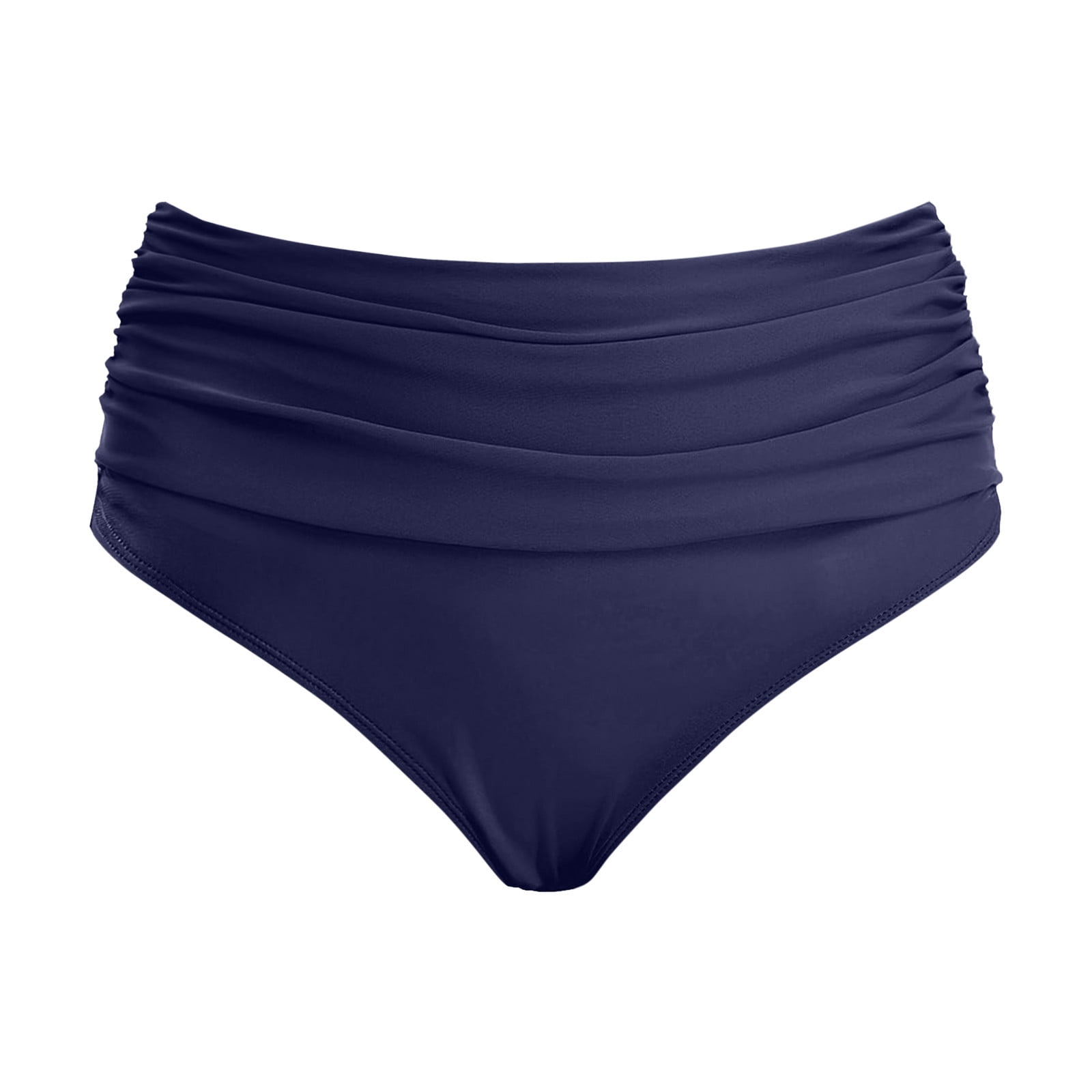 High Waisted Bikini Bottoms for Women 2 Packs Tummy Control Ruched Swim Bottoms Full Coverage Swimsuit Bottoms Bathing Suits Dark Blue Black L