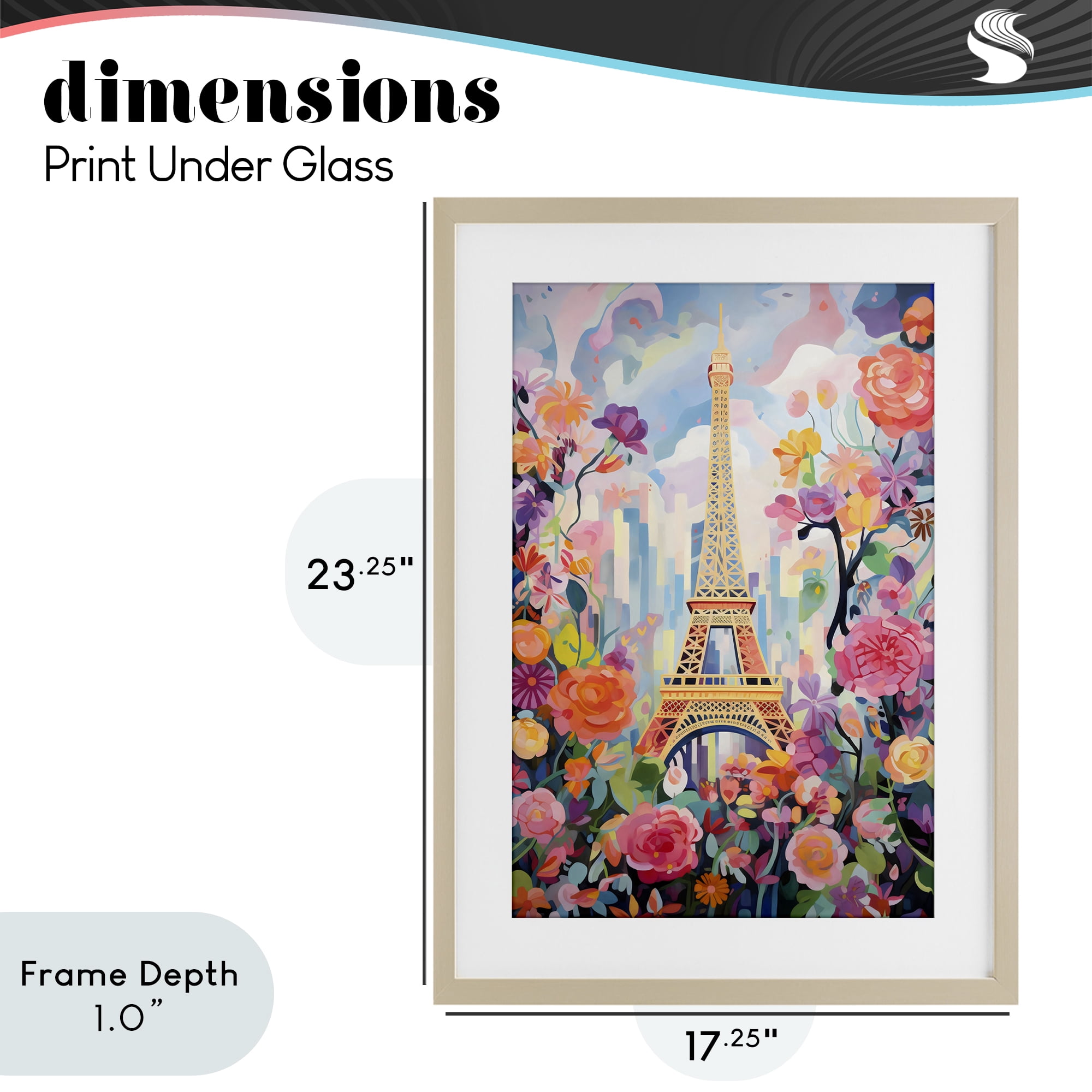Stupell Industries Eiffel Tower Surrounded By Florals Birch Framed Print Under Glass, design by Creative Studio