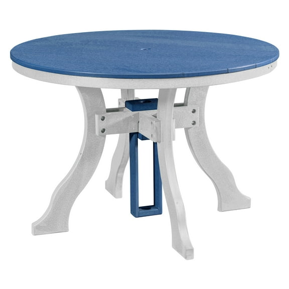 Artistry Round Dining Table - 42" Blue HDPE Plastic - Outdoor Patio Table