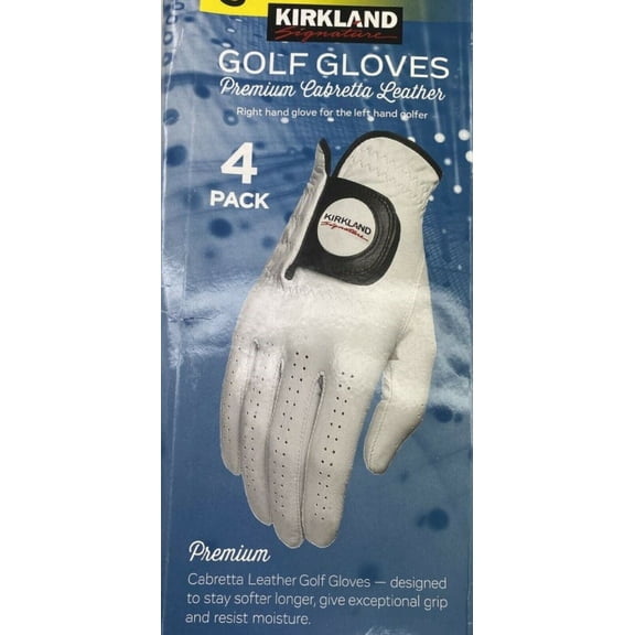 Kirkland Golf Gloves Premium Cabretta Leather 4 Pack White Small (Right Hand)