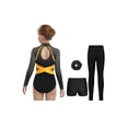 thumbnail image 4 of Runhomal Girls 4Pcs Dance Leotard Set Rhinestone Gymnastics Outfits with Shorts Long Sleeve Figure Skating Leotard Gray 14, 4 of 7