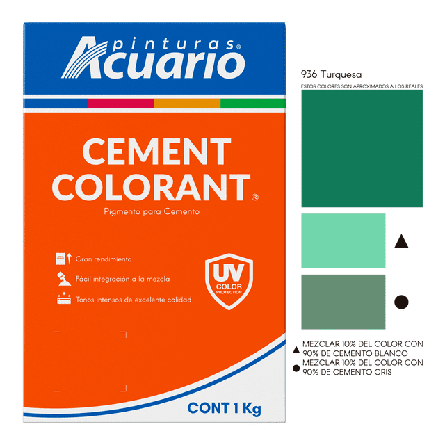 Pigmento Para Cemento Pinturas Acuario Cement Colorant 1 Kilo Cemento Turquesa