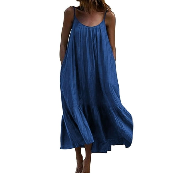 Swimsuit Cover Up for Women Plus Size Solid Color Round Neck Bathing Suit Cover Up Swing Ruffled Hem Beach Summer Dresses Shermie
