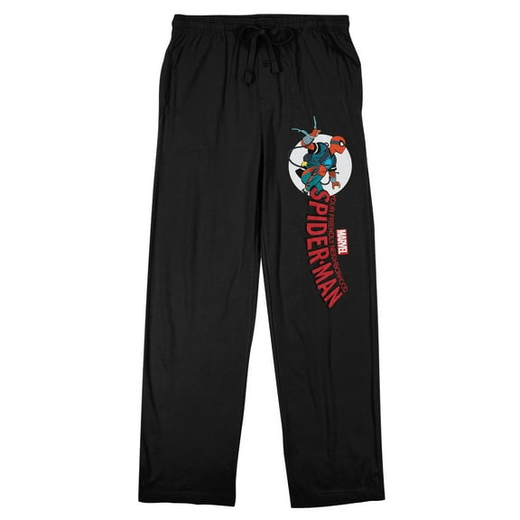 Your Friendly Neighborhood Spider-Man Web-Shooting Logo Adult Black Sleep Pajama Pants-Medium