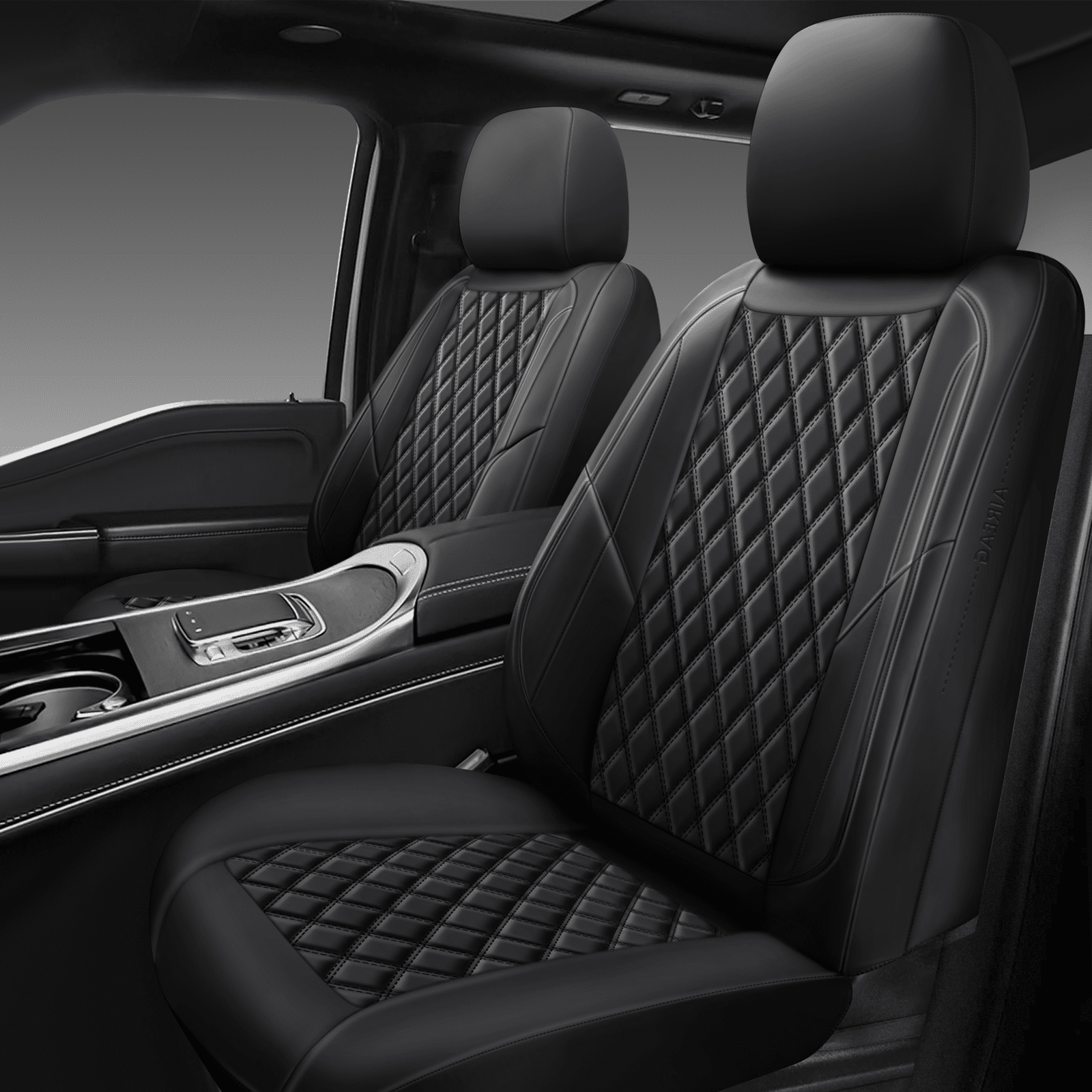 NS YOLO Premium Leather Car Seat Covers Full Set,Universal Fit for Cars,Trucks&SUVs,Waterproof Car Seat Cushion,Full Coverage Car Seat Protector with 5 Seats,Black