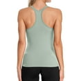 thumbnail image 3 of Attraco Women Solid Ribbed Workout Tank Tops Builting in Bra Tight Racerback Scoop Neck Sports Top, 3 of 7