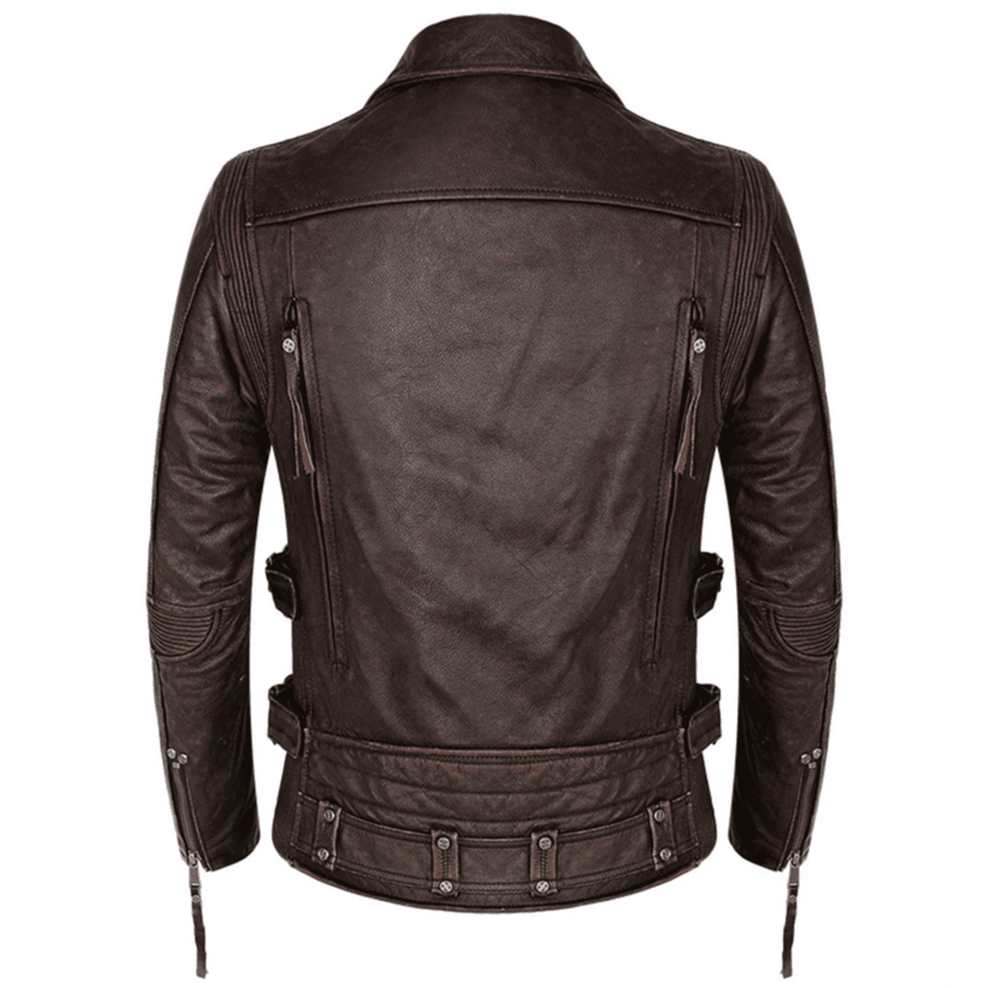 Heavy Brand quality real leather jacket.Cool Motor Rider Rivet cow leather coat.Vintage style leather wear Walmart