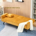 thumbnail image 3 of Aukfa 72" Futon Convertible Sofa Bed, 2 Cup Holders& Pillow, Straight-line Tufted Corduroy, Mustard, 3 of 9