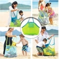 thumbnail image 5 of Bolsa de juguetes Red de almacenamiento de juguetes de playa de malla para llevar juguetes y toallas Arena de juguete lejos 40*24*40 cm Malla verde y correas azules, 5 of 5